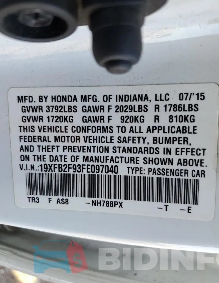 19XFB2F93FE097040 Photo# 13