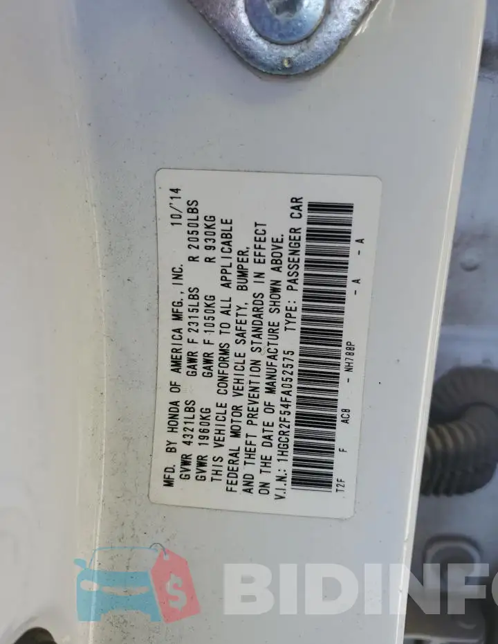 1HGCR2F54FA052575 Photo# 12