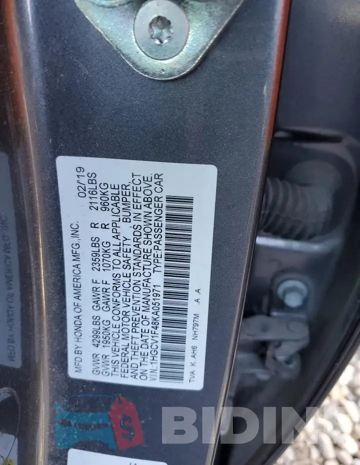 1HGCV1F48KA051971 Photo# 12