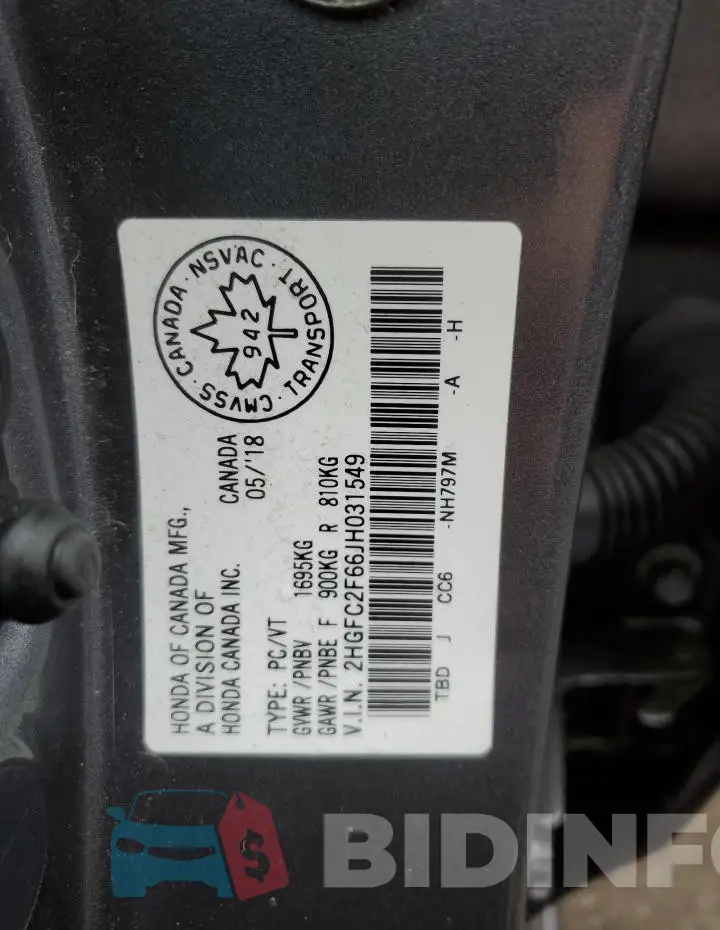 2HGFC2F66JH031549 Photo# 12