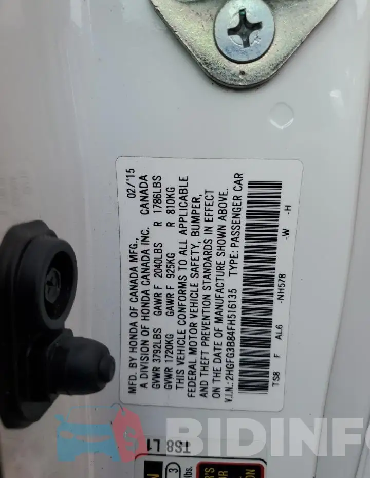 2HGFG3B84FH516135 Photo# 12