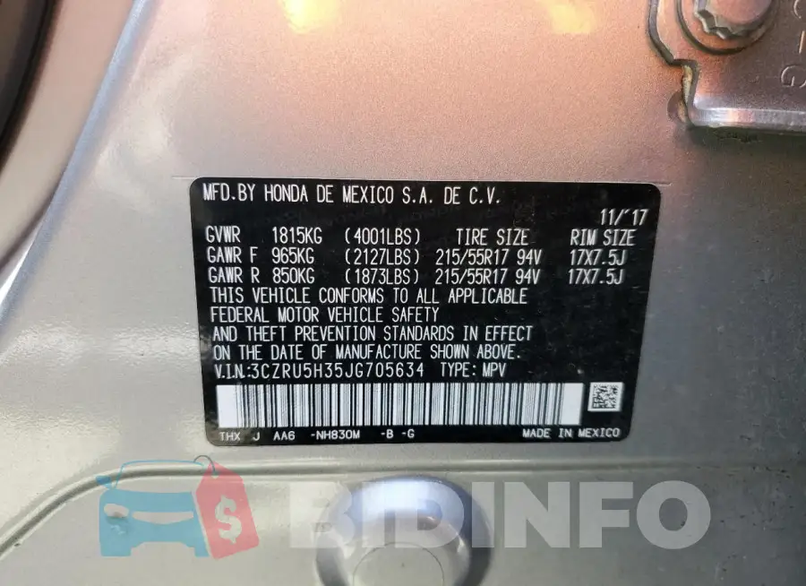 3CZRU5H35JG705634 Photo# 12