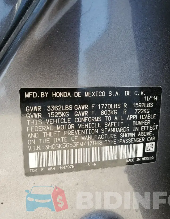 3HGGK5G53FM747848 Photo# 12