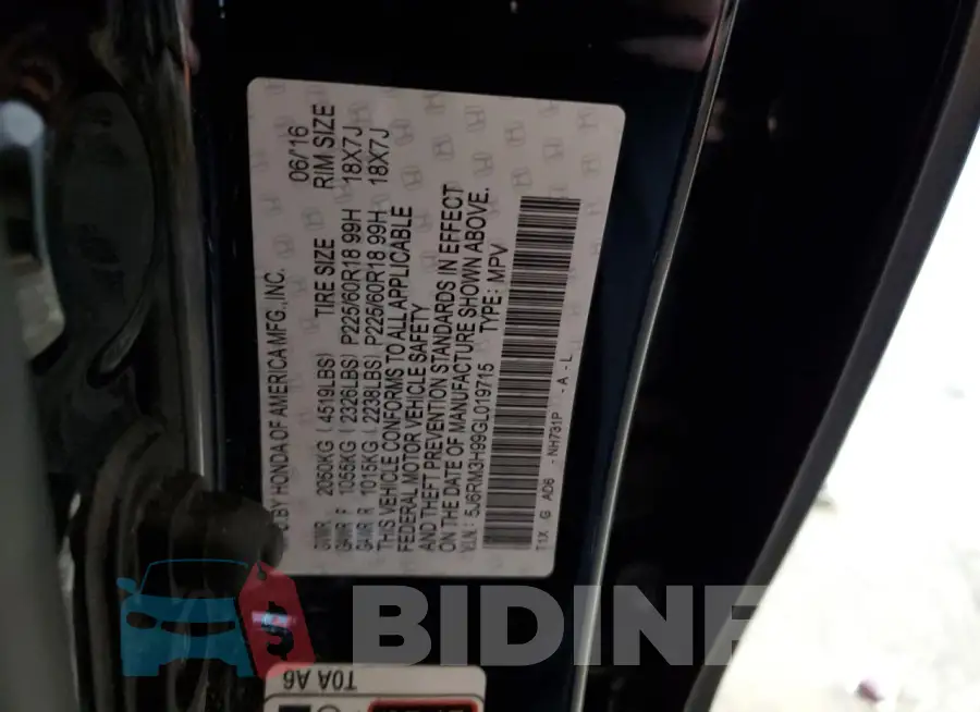 5J6RM3H99GL019715 Photo# 13