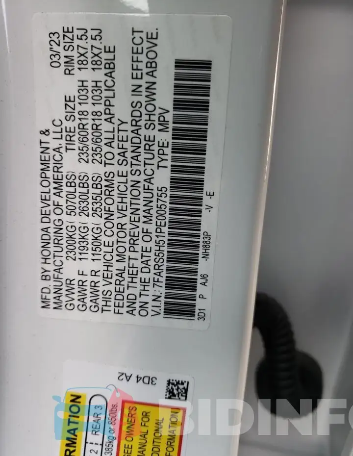 7FARS5H51PE005755 Photo# 13