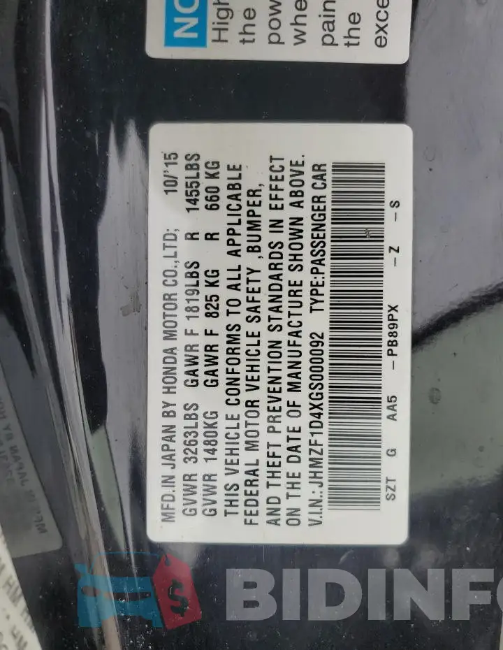 JHMZF1D4XGS000092 Photo# 12