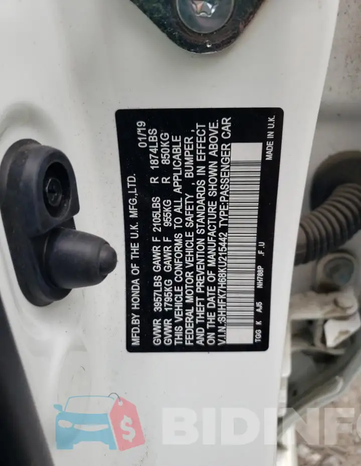 SHHFK7H68KU215442 Photo# 12