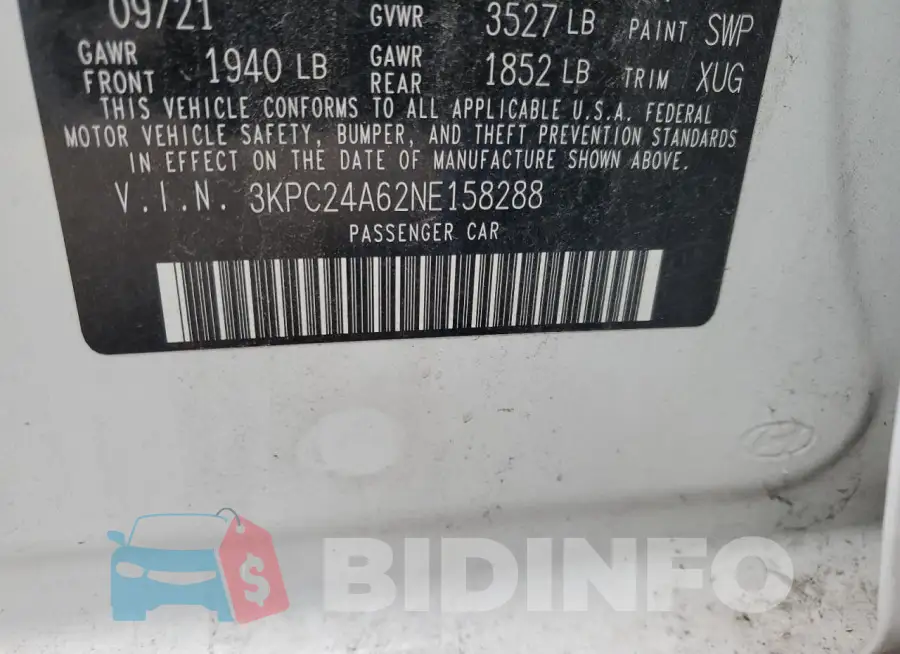 3KPC24A62NE158288 Photo# 12