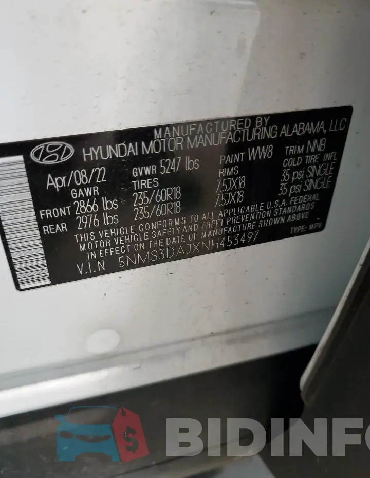 5NMS3DAJXNH453497 Photo# 14