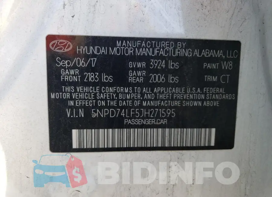 5NPD74LF5JH271595 Photo# 12