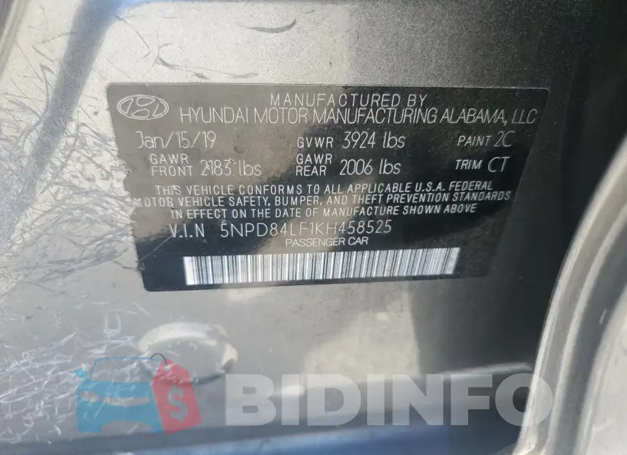 5NPD84LF1KH458525 Photo# 12