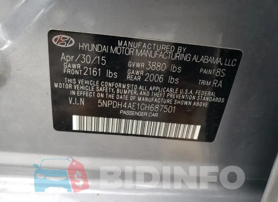 5NPDH4AE1GH687501 Photo# 13