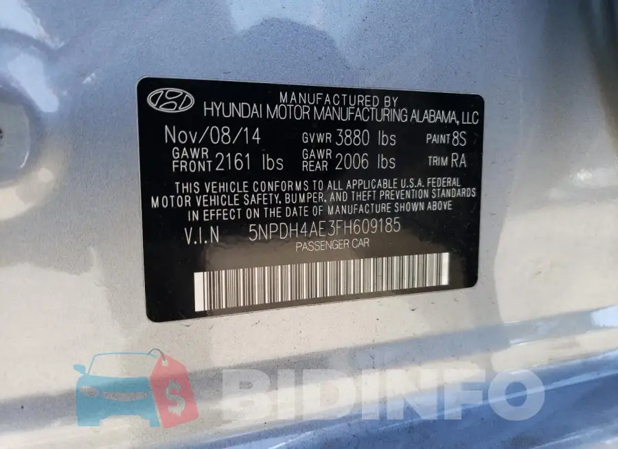 5NPDH4AE3FH609185 Photo# 12