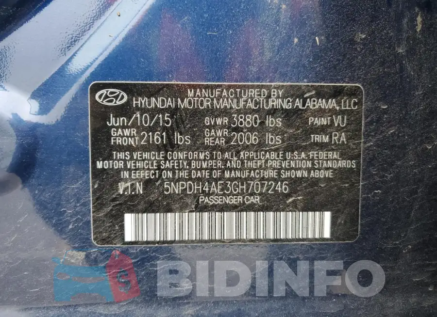 5NPDH4AE3GH707246 Photo# 12