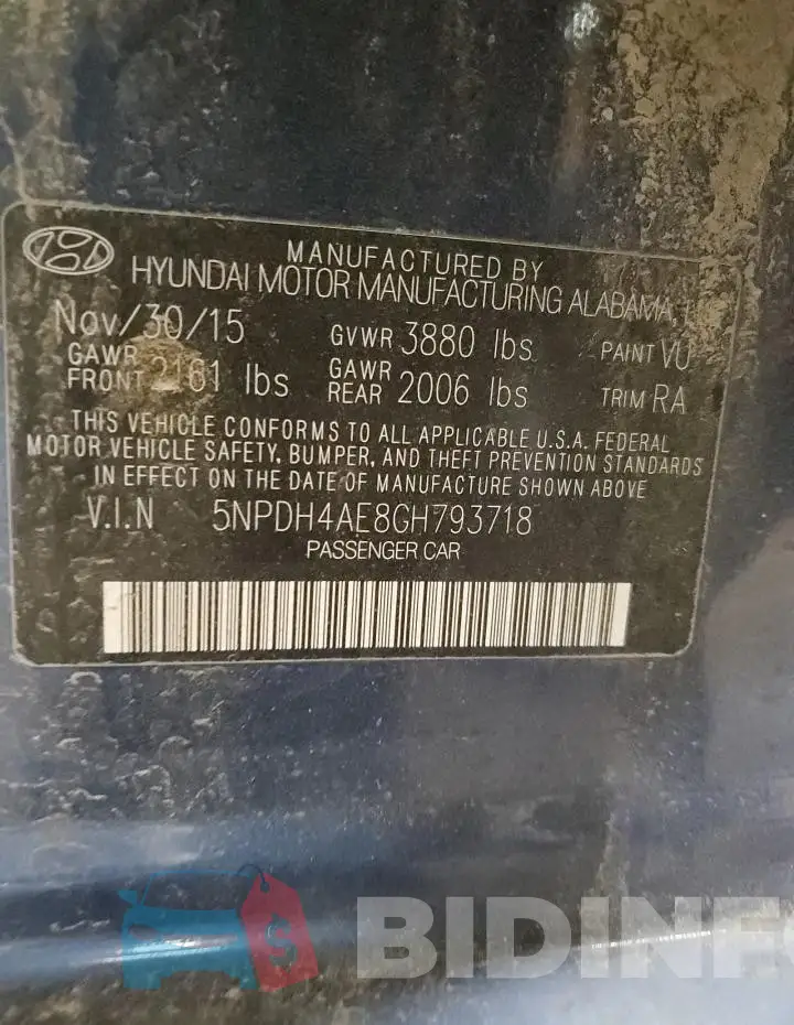 5NPDH4AE8GH793718 Photo# 13