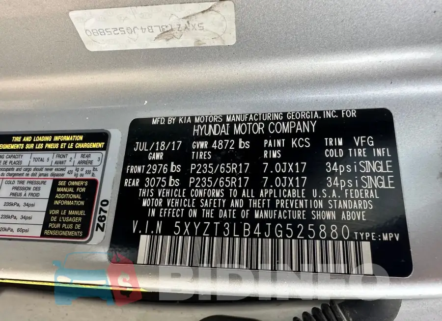 5XYZT3LB4JG525880 Photo# 10