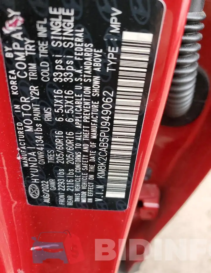 KM8K2CAB5PU949062 Photo# 13