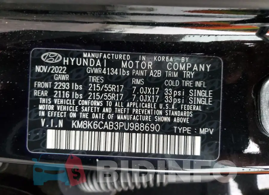 KM8K6CAB3PU988690 Photo# 13