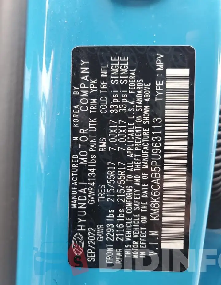KM8K6CAB5PU963113 Photo# 13