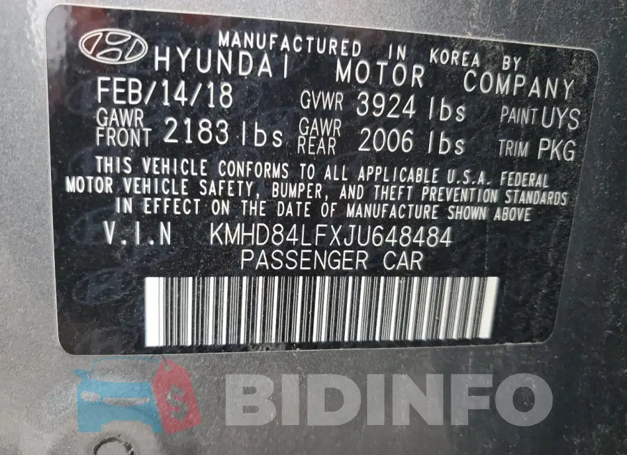 KMHD84LFXJU648484 Photo# 13