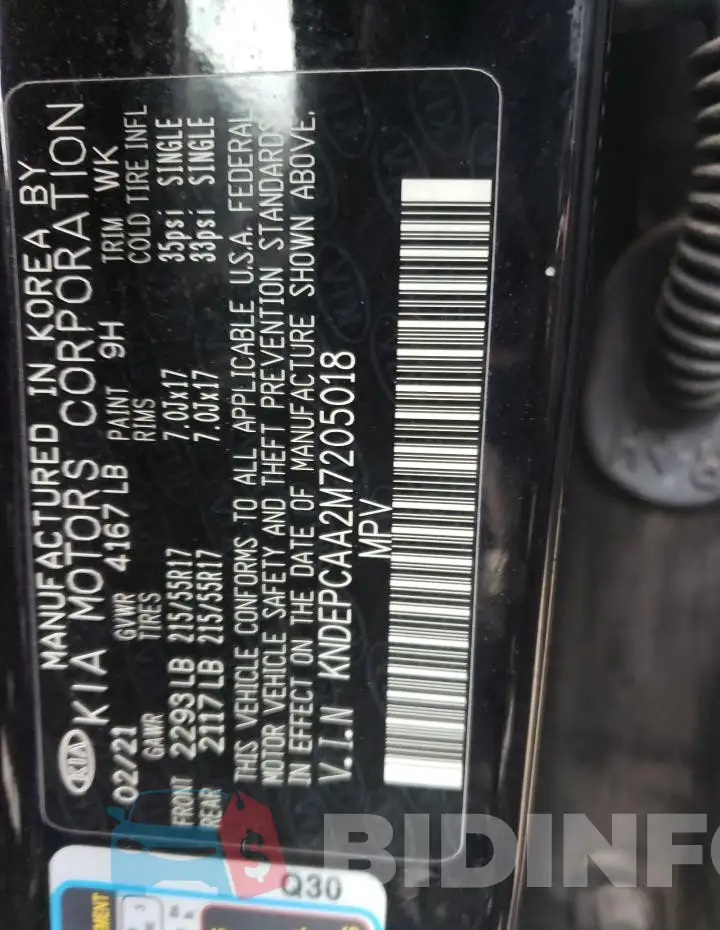 KNDEPCAA2M7205018 Photo# 14