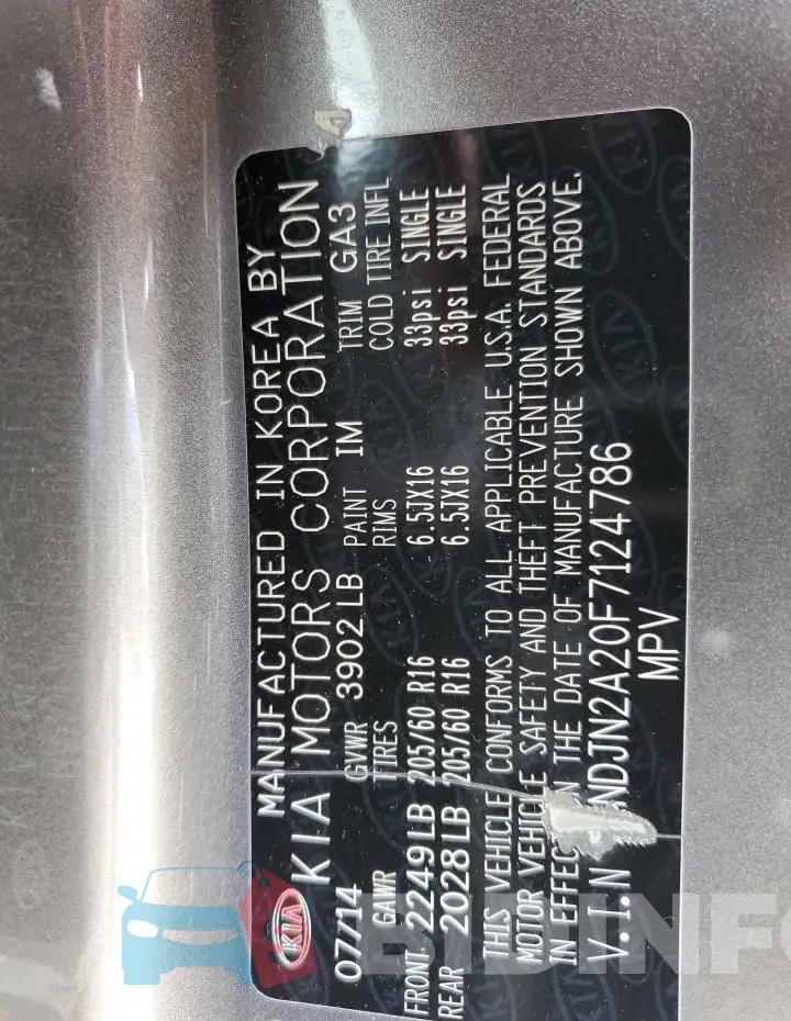 KNDJN2A20F7124786 Photo# 13