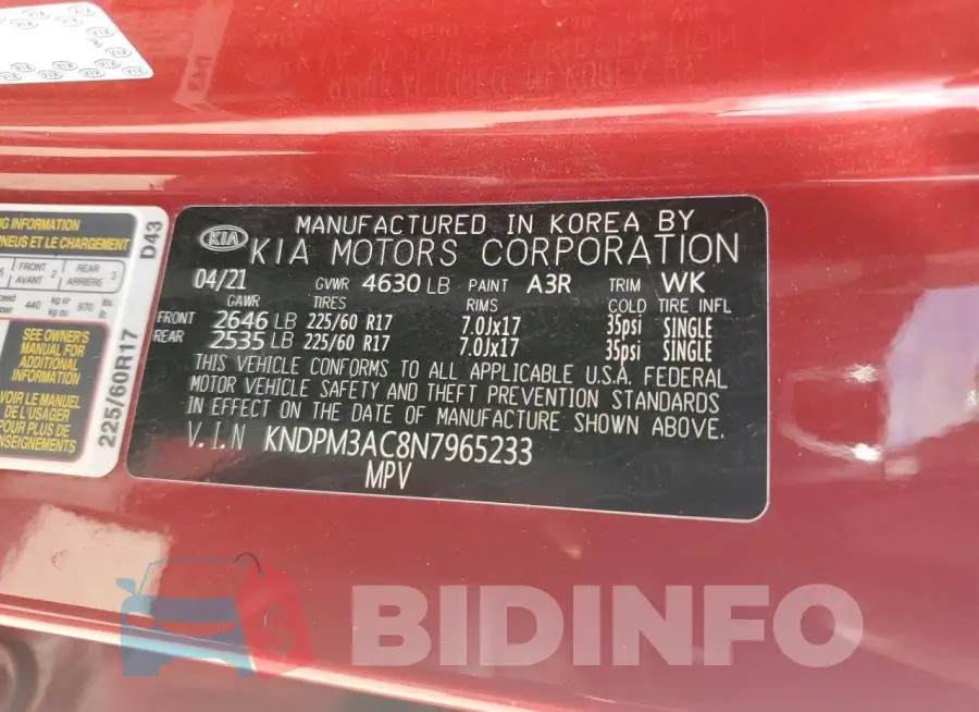 KNDPM3AC8N7965233 Photo# 13