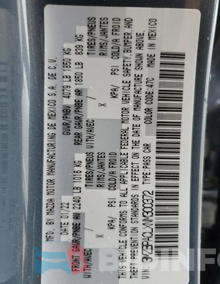 3MZBPACLXNM300372 Photo# 12