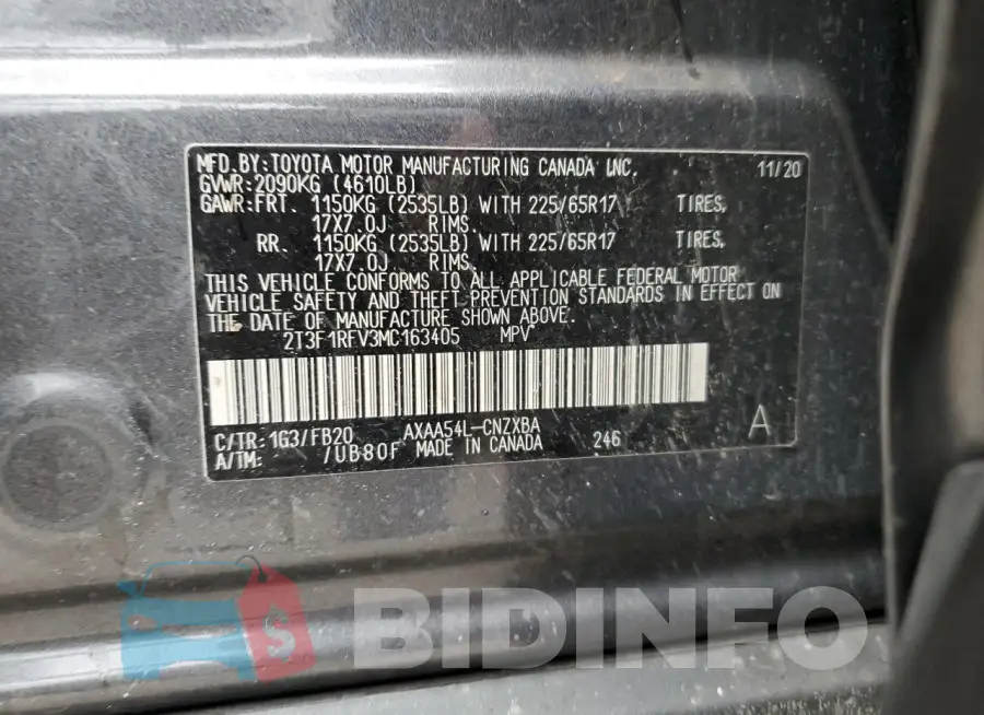 2T3F1RFV3MC163405 Photo# 12