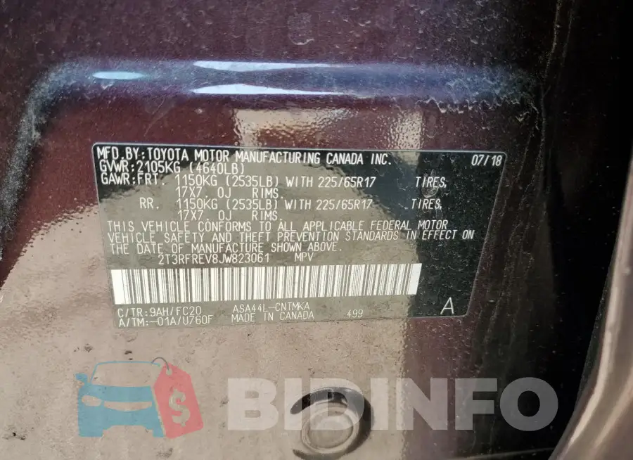 2T3RFREV8JW823061 Photo# 12