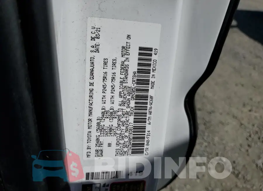 3TYSZ5AN8MT030117 Photo# 12