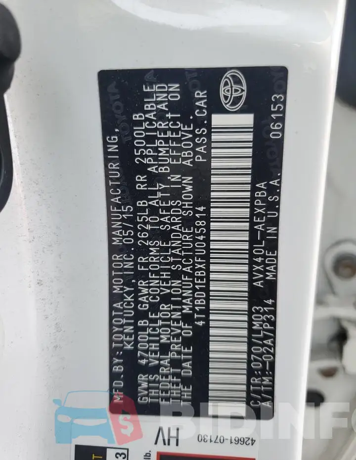 4T1BD1EBXFU045814 Photo# 12
