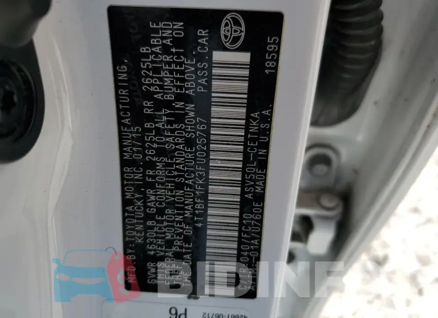 4T1BF1FK3FU025767 Photo# 12