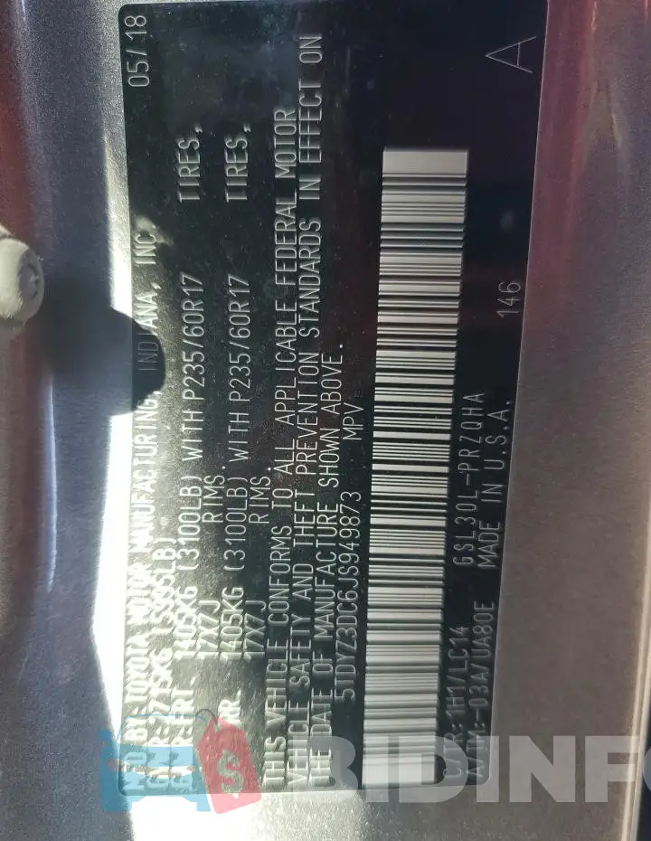 5TDYZ3DC6JS949873 Photo# 13