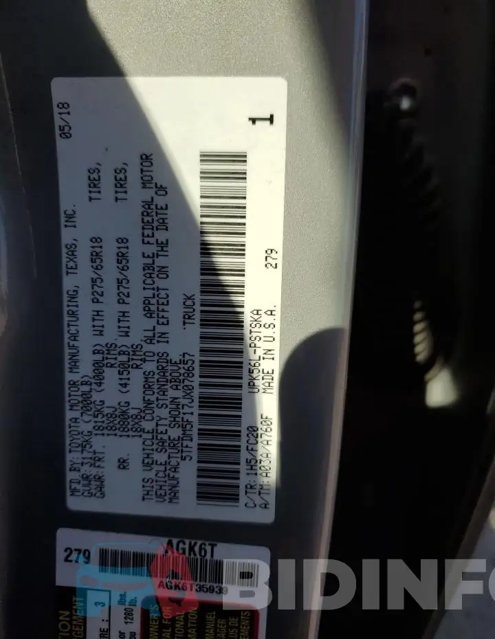 5TFDM5F17JX078657 Photo# 13