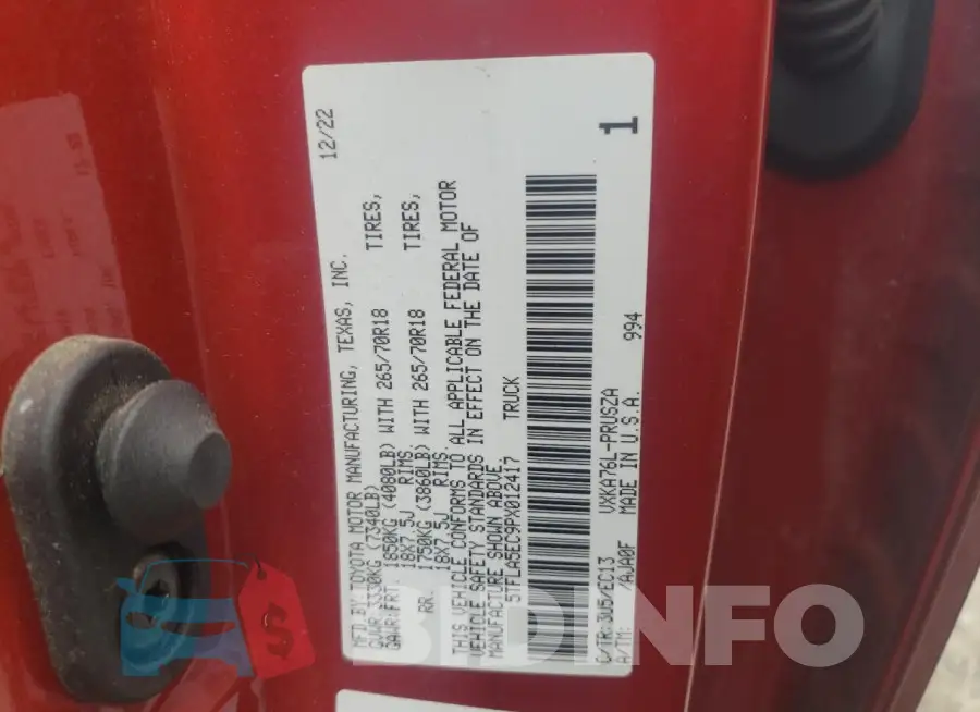 5TFLA5EC9PX012417 Photo# 12