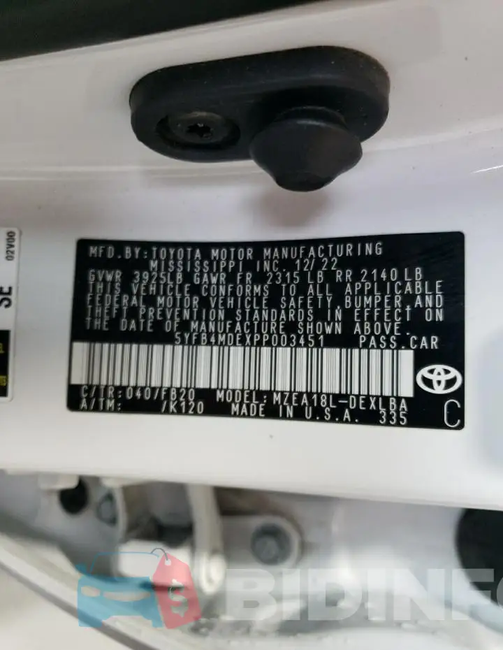 5YFB4MDEXPP003451 Photo# 13