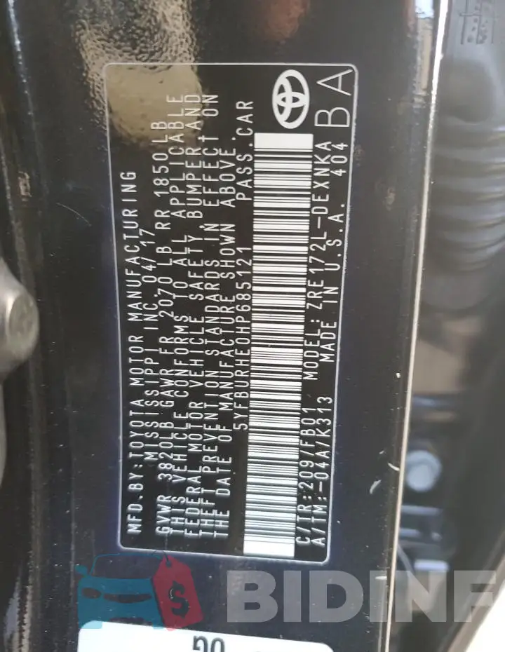 5YFBURHE0HP685121 Photo# 12