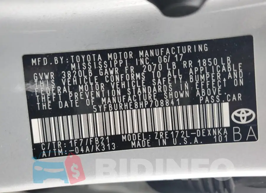 5YFBURHE8HP708841 Photo# 12