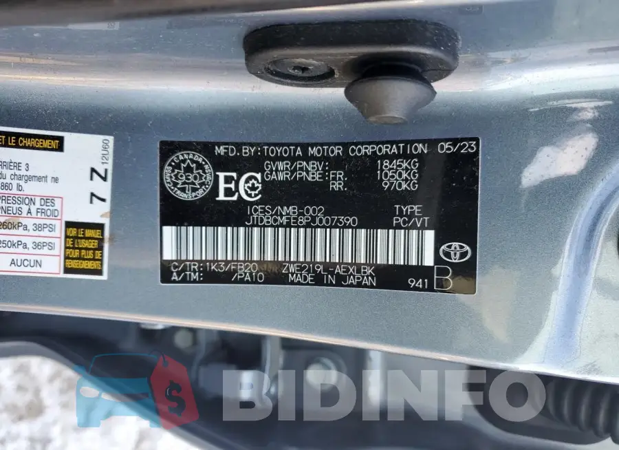 JTDBCMFE8PJ007390 Photo# 13