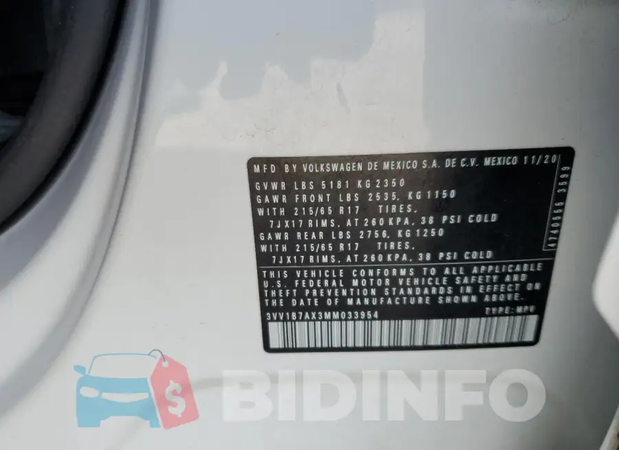 3VV1B7AX3MM033954 Photo# 12