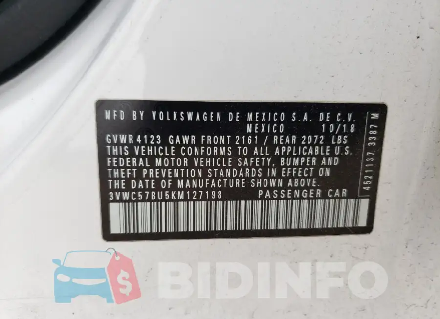 3VWC57BU5KM127198 Photo# 12