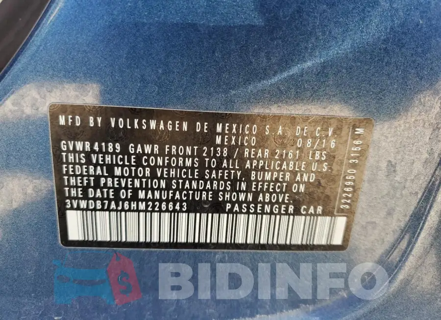 3VWDB7AJ6HM226643 Photo# 12