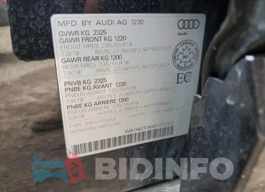 WA1AECF38M1071322 Photo# 13