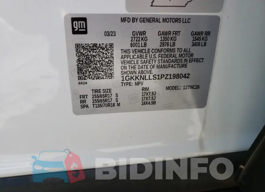 1GKKNLLS1PZ198042 Photo# 13