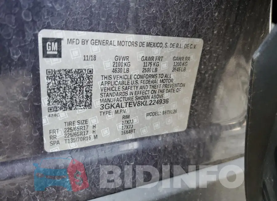 3GKALTEV8KL224936 Photo# 13