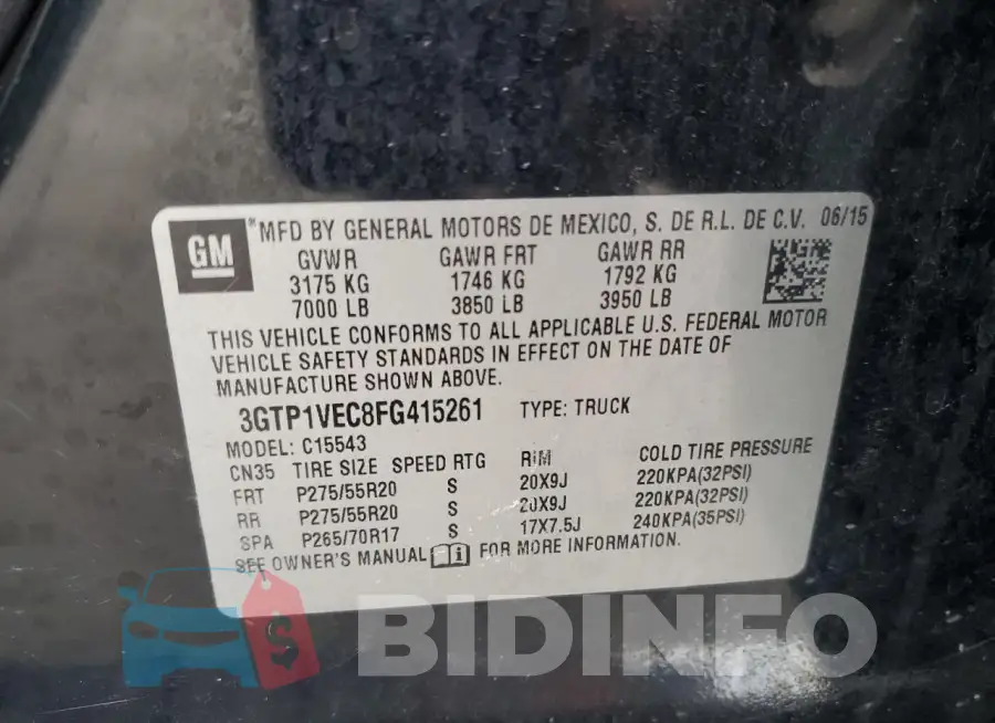 3GTP1VEC8FG415261 Photo# 12