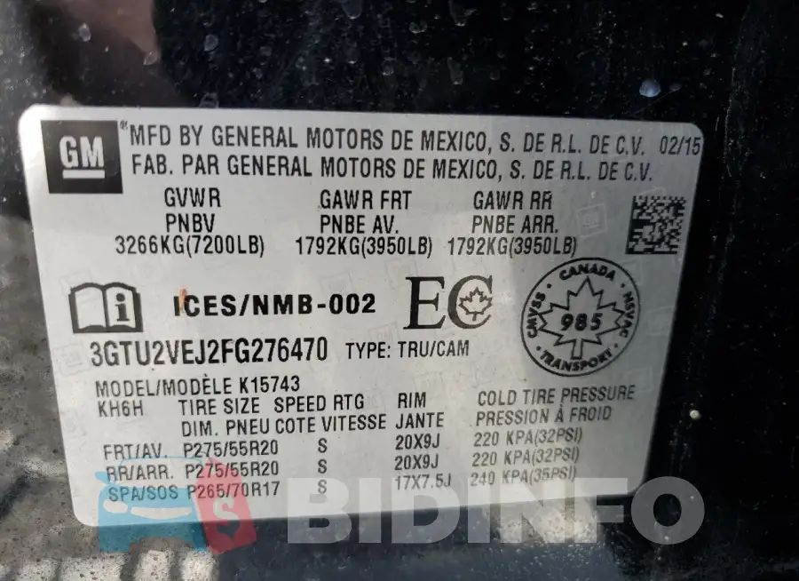 3GTU2VEJ2FG276470 Photo# 12
