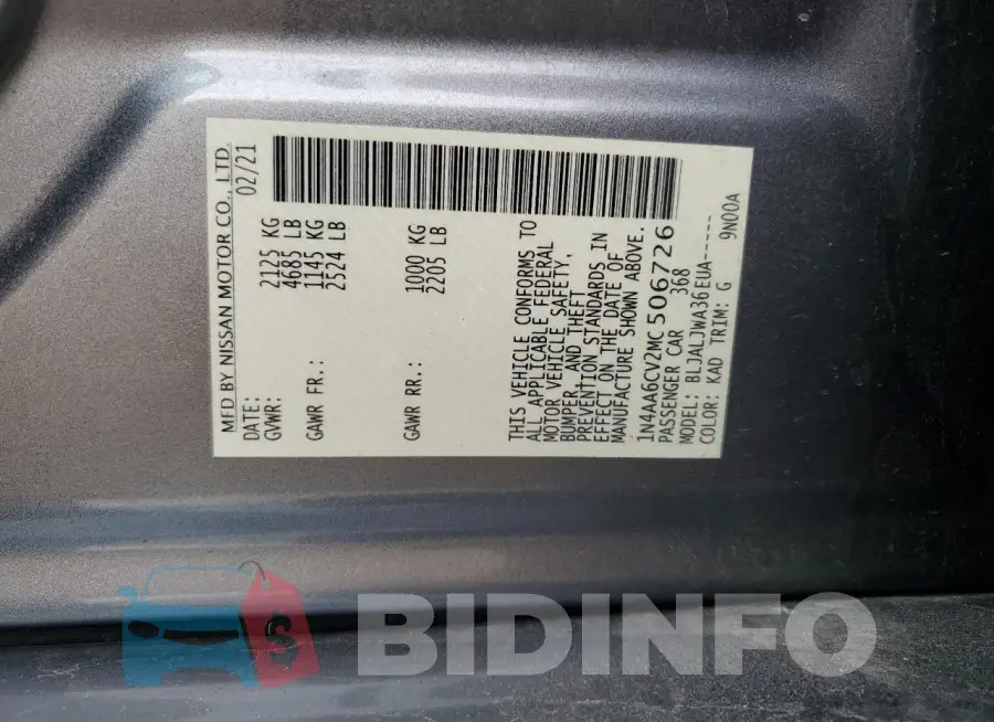 1N4AA6CV2MC506726 Photo# 12