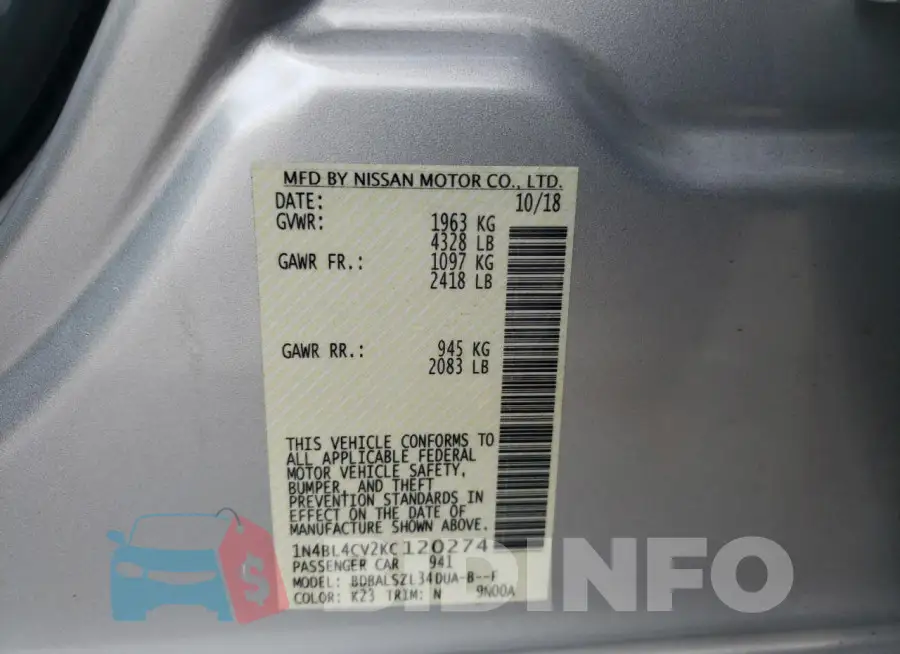 1N4BL4CV2KC120274 Photo# 13